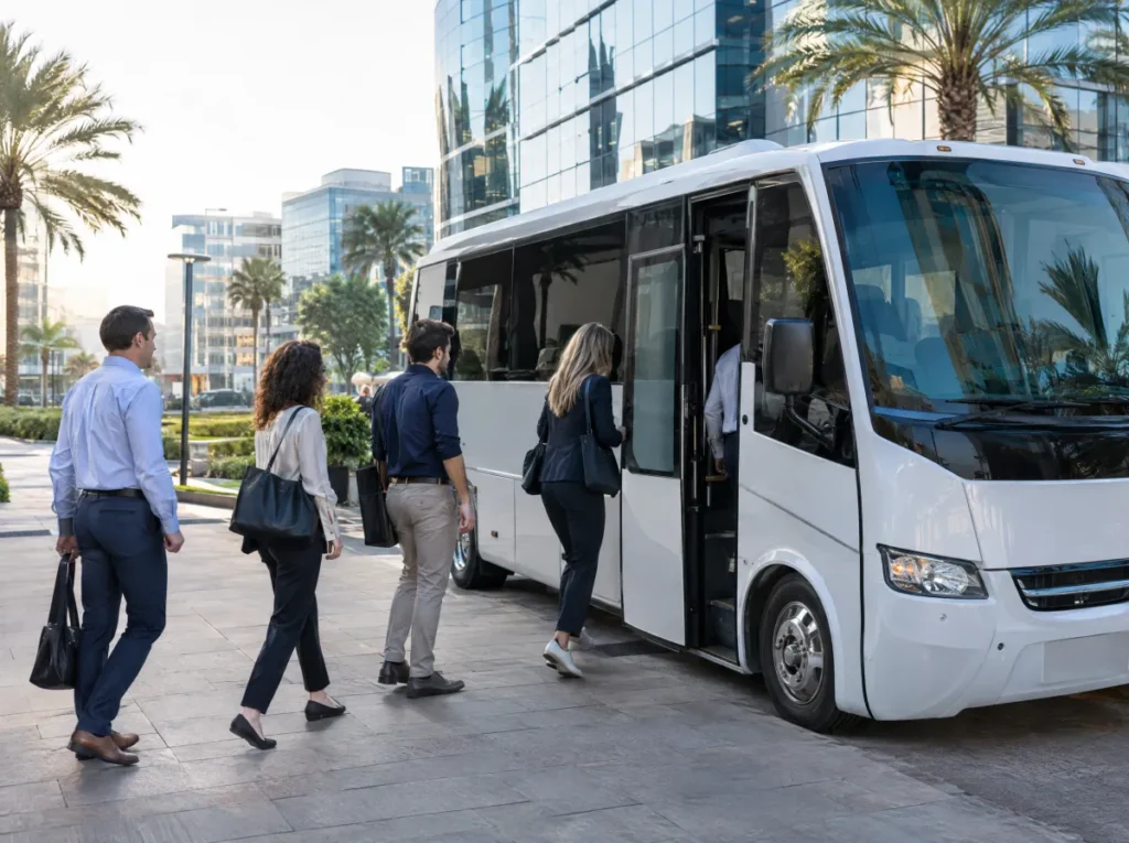 עובדים עולים למידיבוס בפארק הייטק